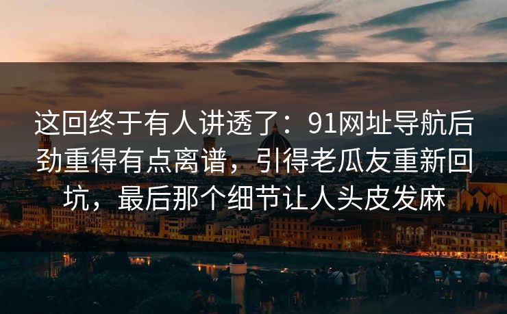 这回终于有人讲透了：91网址导航后劲重得有点离谱，引得老瓜友重新回坑，最后那个细节让人头皮发麻