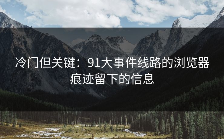 冷门但关键：91大事件线路的浏览器痕迹留下的信息