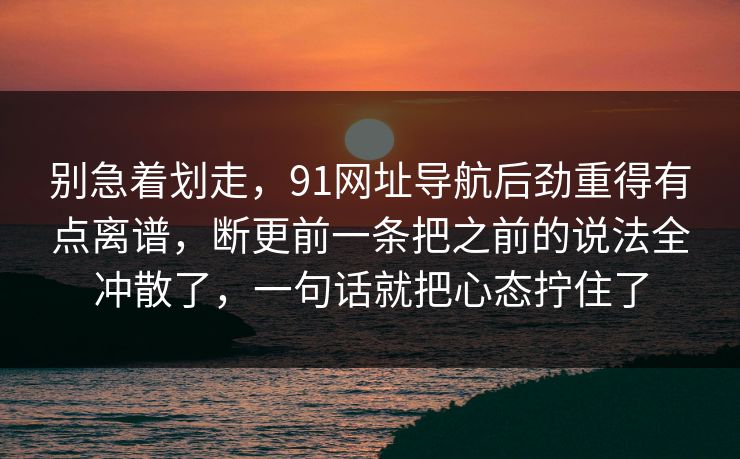 别急着划走，91网址导航后劲重得有点离谱，断更前一条把之前的说法全冲散了，一句话就把心态拧住了